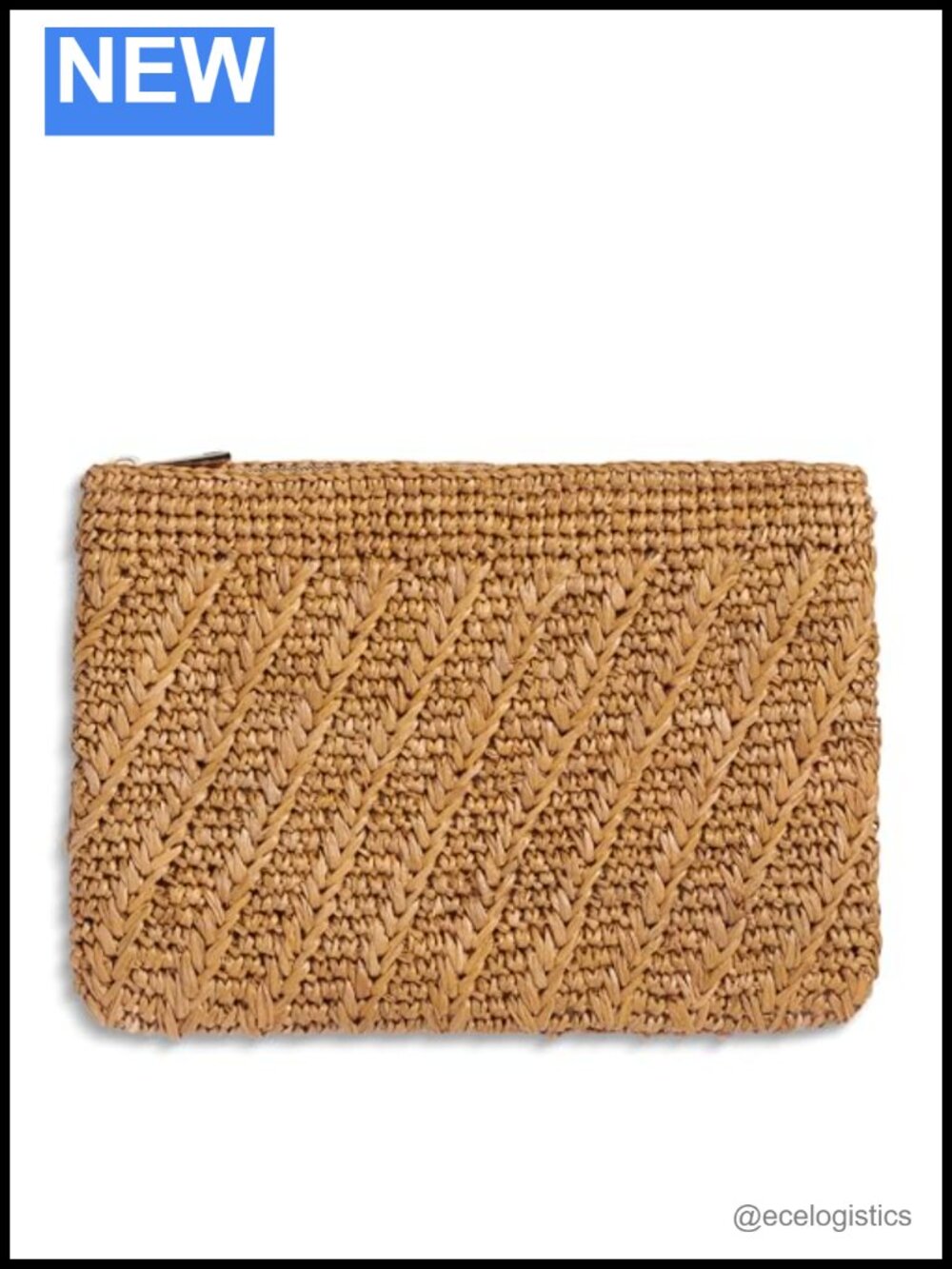 Chic Raffia Woven Chevron Stitch Clutch Evening Bag